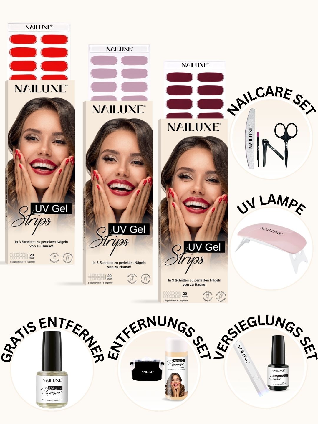 Vatertags Sale All in One Set mit Entfernungs-Set und Versieglungs-Set / UV Gel Strips