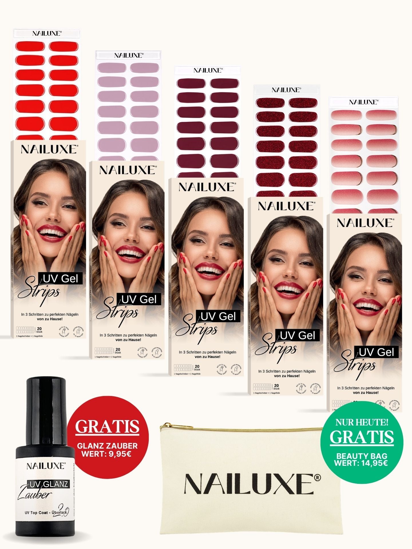 Frühlings 5er UV Set + GRATIS UV GLANZ ZAUBER + Beauty Bag